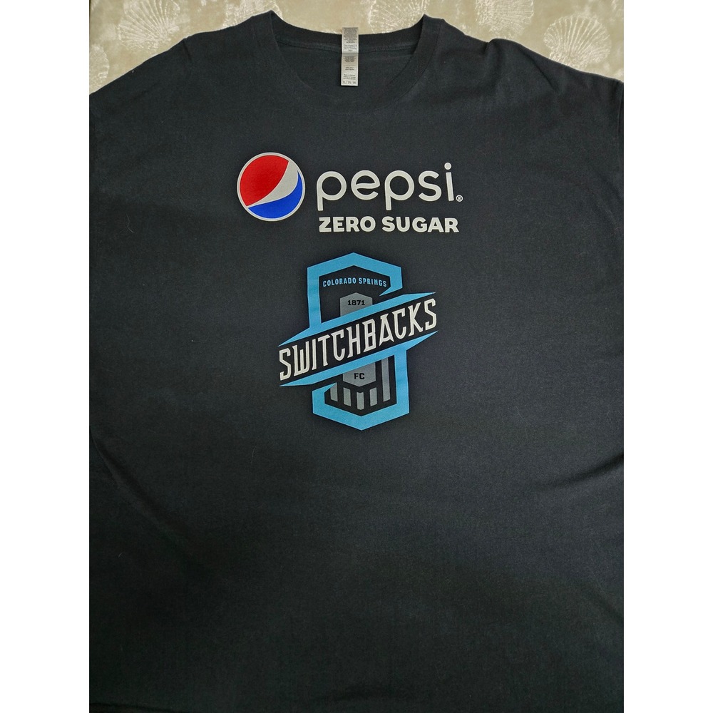 Gildan Pepsi Zero Sugar Colorado Springs Switchbacks FC Soccer T-Shirt 3XL Black